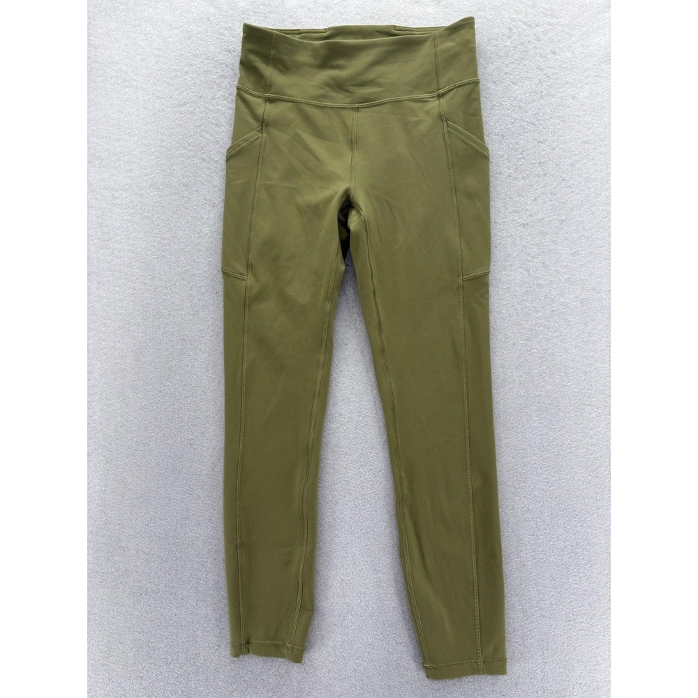 Lululemon Wunder Train High Rise Womens Leggings 6 Green Everlux Lycra Yoga Gym